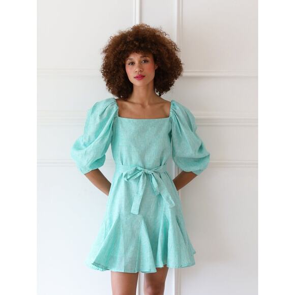 Mille Anais Dress in Green Stripe Belted Size M. - Picture 1 of 13